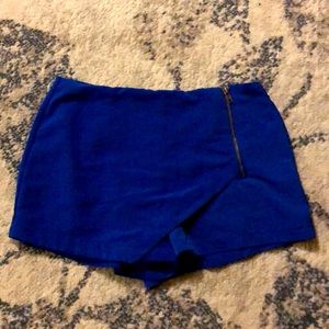 Royal blue front zipper skort by ❤️ one clothing.